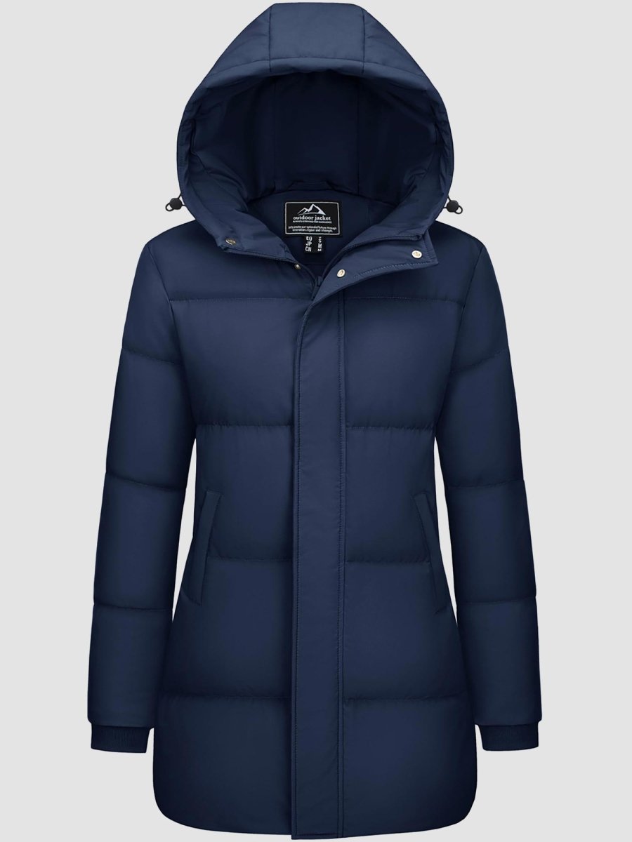 TACVASEN Navy Women's Essential Mid-Length Down Jacket for Winter