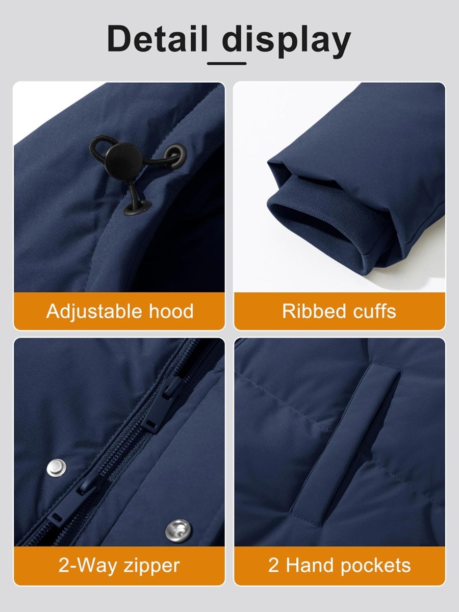 TACVASEN Navy Women's Essential Mid-Length Down Jacket for Winter