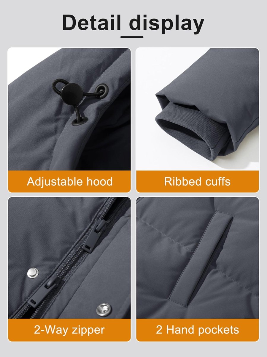TACVASEN Dark Grey Women's Essential Mid-Length Down Jacket for Winter