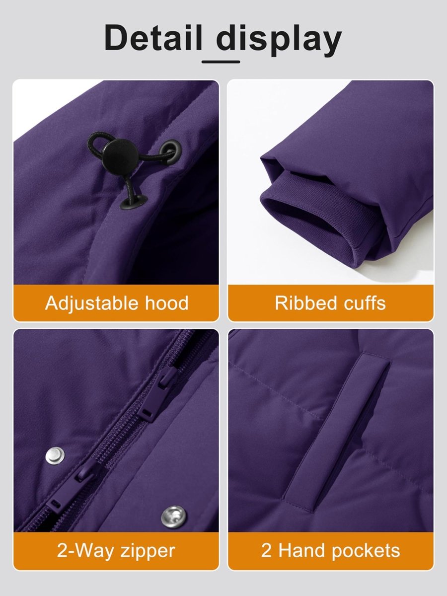 TACVASEN Deep Purple Women's Essential Mid-Length Down Jacket for Winter