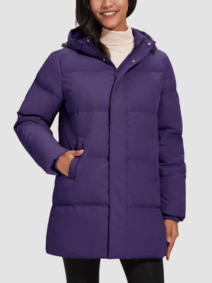 TACVASEN Deep Purple Women's Essential Mid-Length Down Jacket for Winter