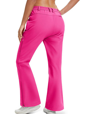 TACVASEN Rose Red Women's Fleece Lined Flare Pants