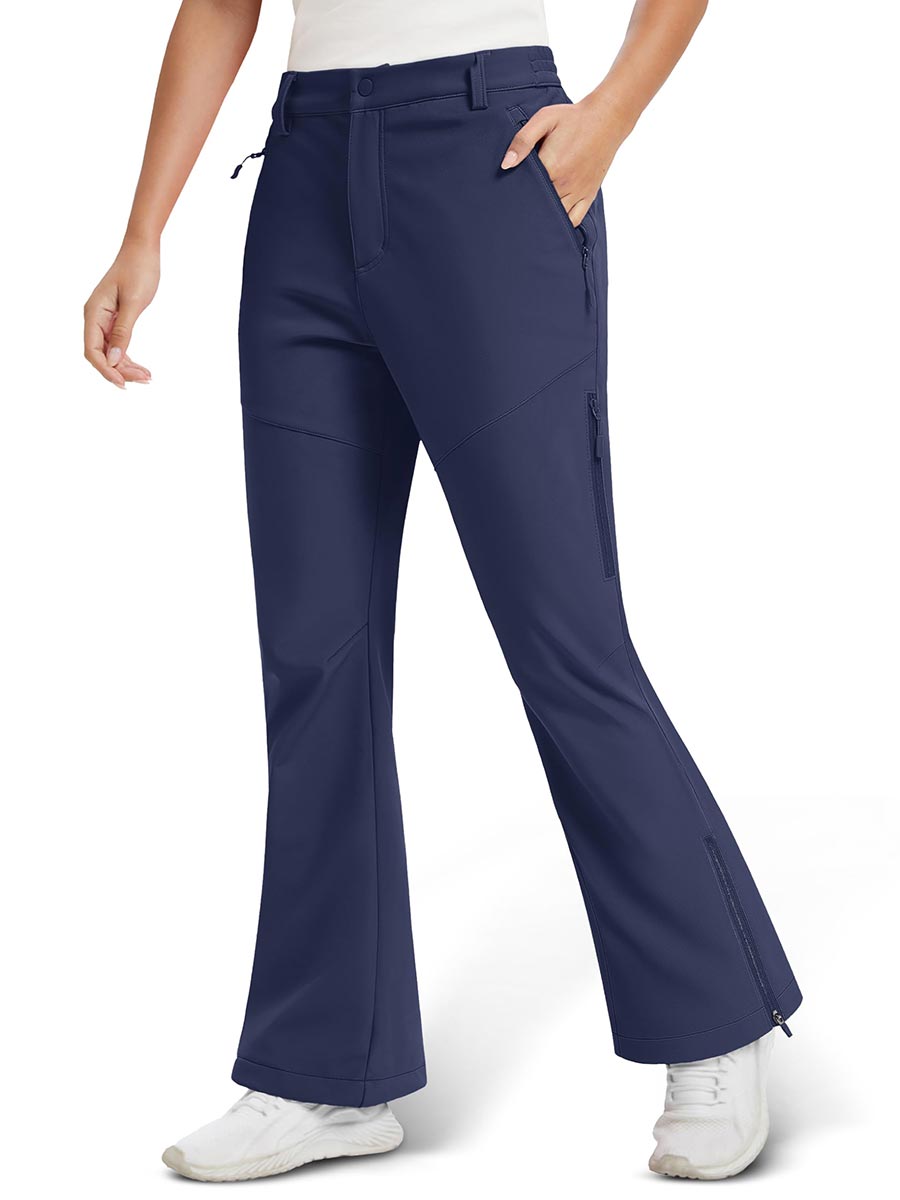 TACVASEN Navy Women's Fleece Lined Flare Pants