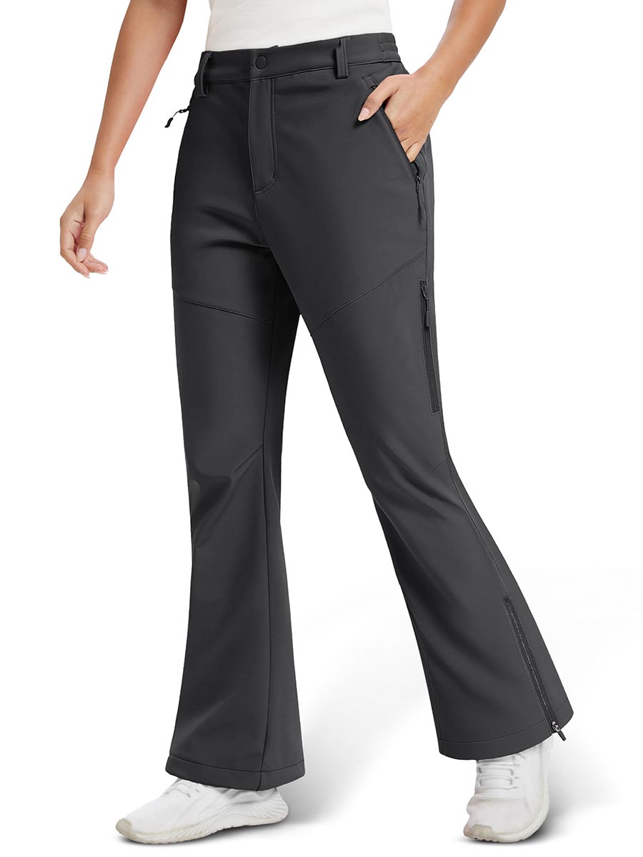 TACVASEN Dark Grey Women's Fleece Lined Flare Pants