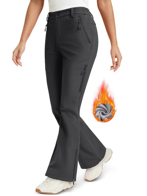 TACVASEN Dark Grey Women's Fleece Lined Flare Pants