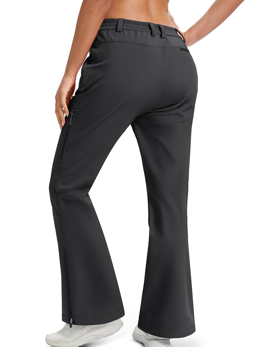 TACVASEN Dark Grey Women's Fleece Lined Flare Pants