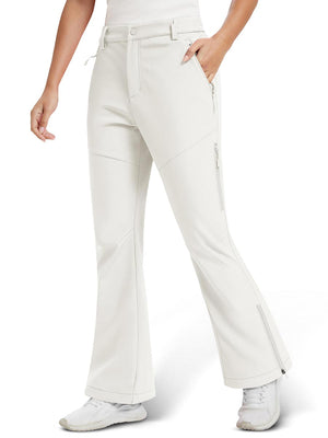 TACVASEN White Women's Fleece Lined Flare Pants