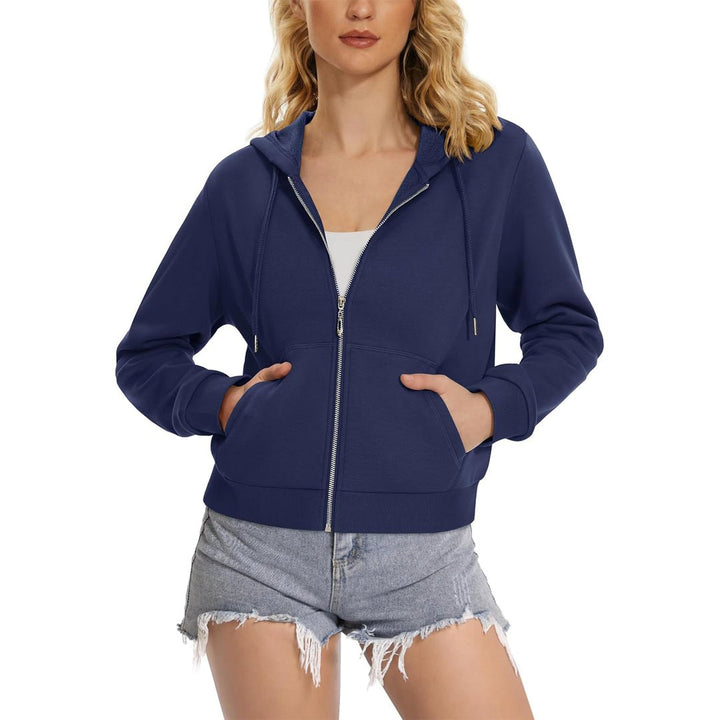 Women's Fleece Lined Full Zip Crop Tops Hoodies - L23W902
