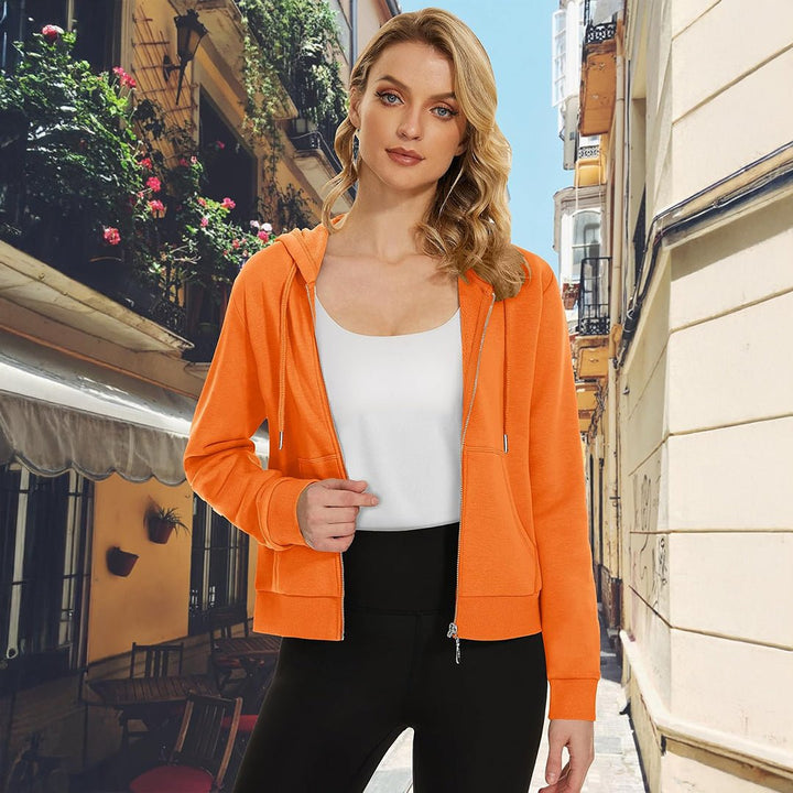 Women's Fleece Lined Full Zip Crop Tops Hoodies - L23W902