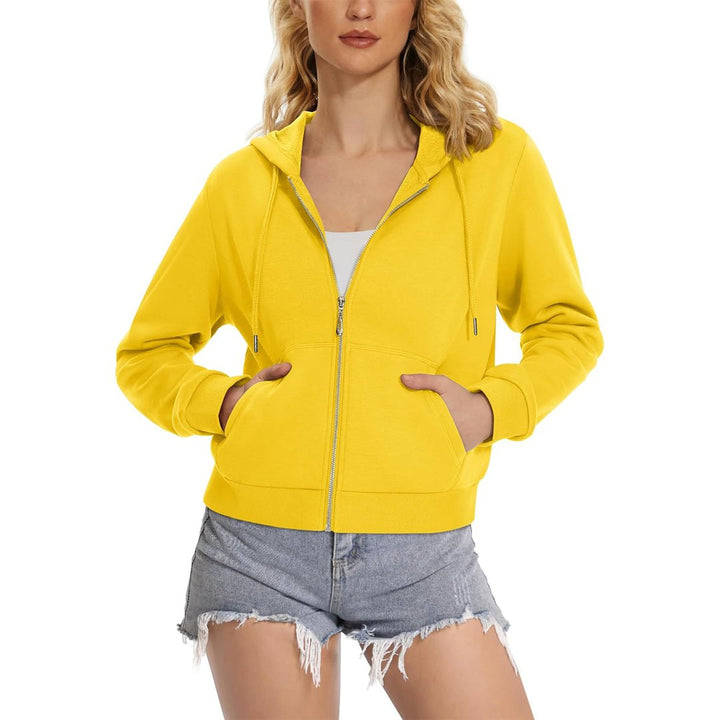 Women's Fleece Lined Full Zip Crop Tops Hoodies - L23W902
