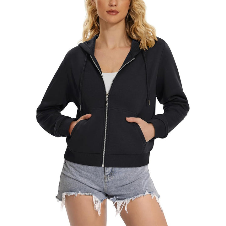Women's Fleece Lined Full Zip Crop Tops Hoodies - L23W902