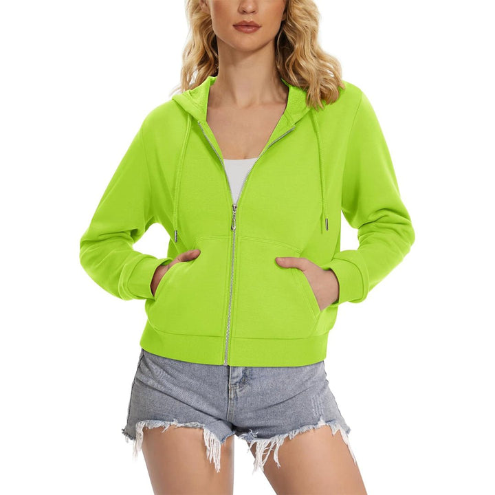 Women's Fleece Lined Full Zip Crop Tops Hoodies - L23W902