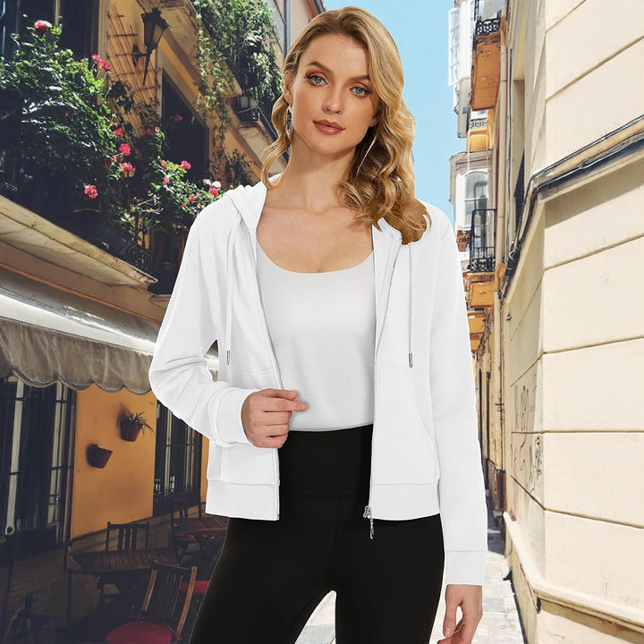 Women's Fleece Lined Full Zip Crop Tops Hoodies - L23W902