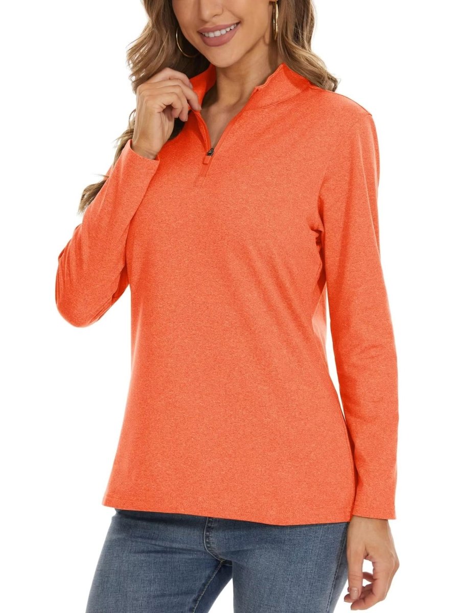 TACVASEN Orange Women's Golf Pullover 1/4 Zip Fleece Sweatshirt