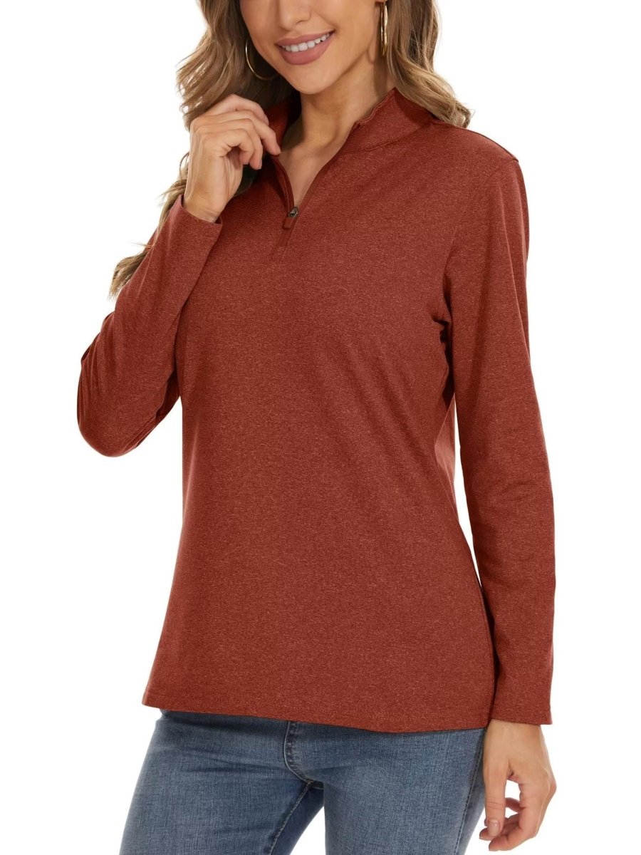 TACVASEN Dark Orange Women's Golf Pullover 1/4 Zip Fleece Sweatshirt