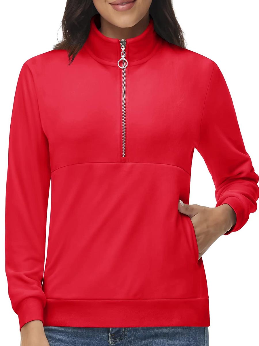 TACVASEN Tomato Women's Half Zip Pullover Sweatshirts Velvet Fleece Jacket