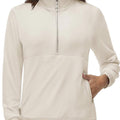 TACVASEN Beige Women's Half Zip Pullover Sweatshirts Velvet Fleece Jacket