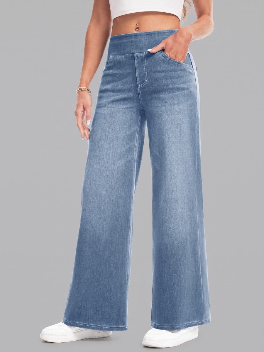 TACVASEN Light Blue Women's High Waisted Slimming High Elasticity Casual Denim Pants