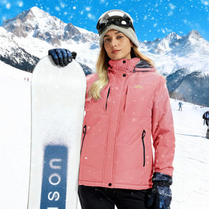 TACVASEN Pink Women's Insulated Ski Jacket Winter Snow Coat