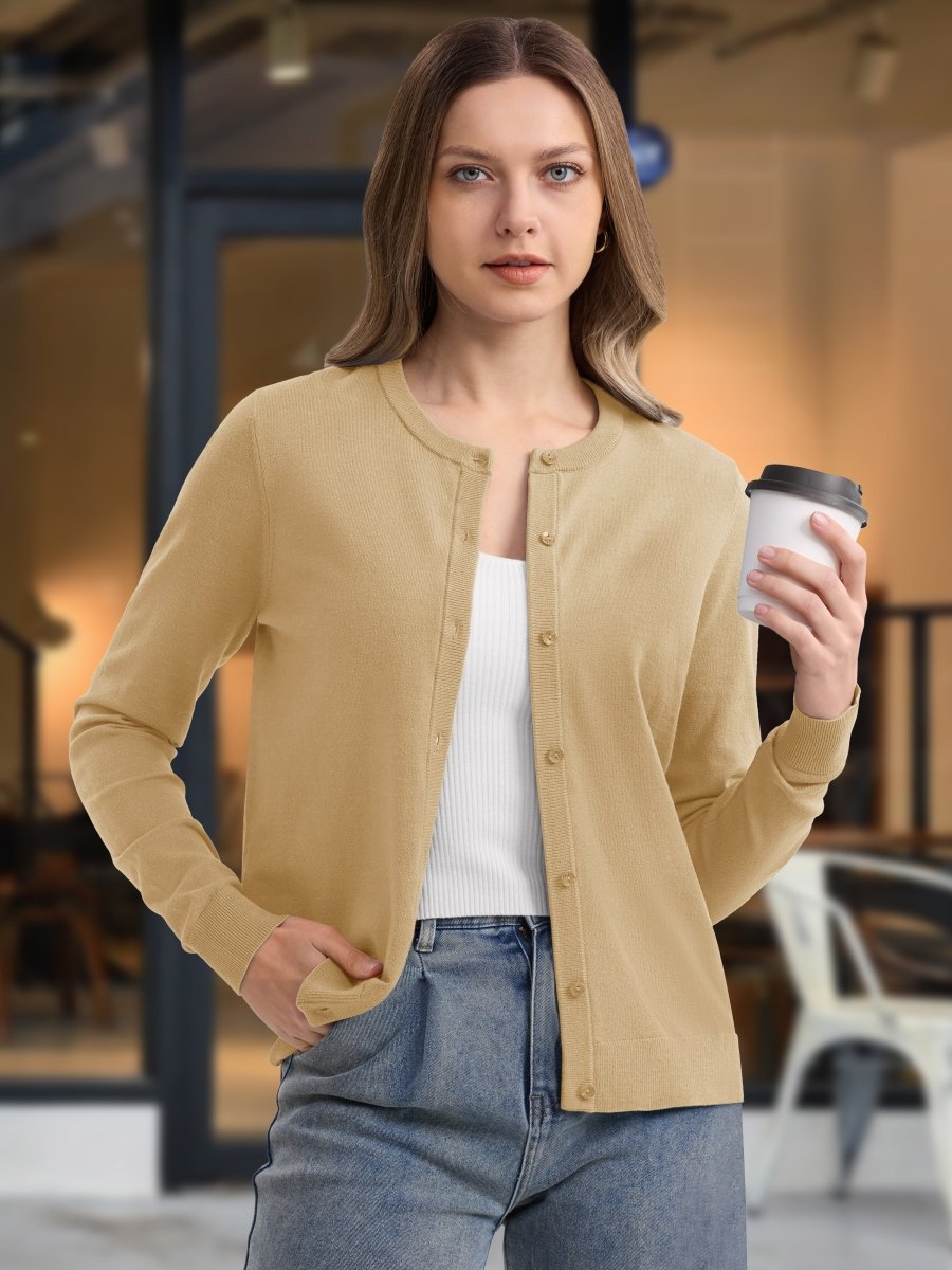 TACVASEN Apricot Yellow Women's Lightweight Cardigan Sweaters