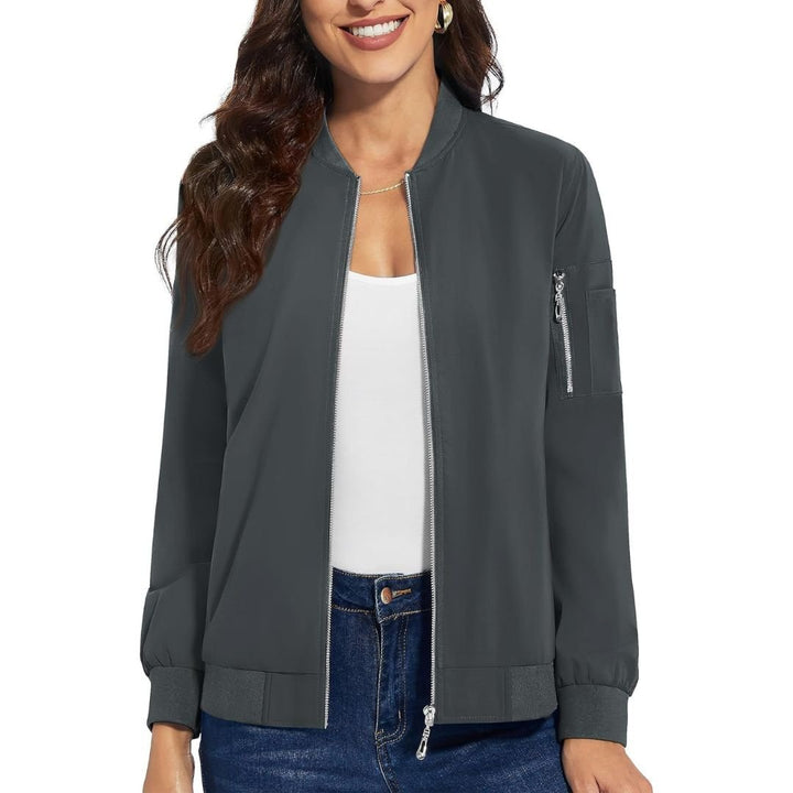 Women's Lightweight Casual Windbreaker Bomber Jackets - Women's Jackets