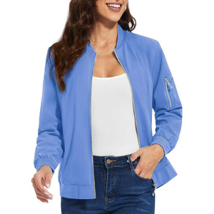TACVASEN Light Blue Women's Lightweight Casual Windbreaker Bomber Jackets