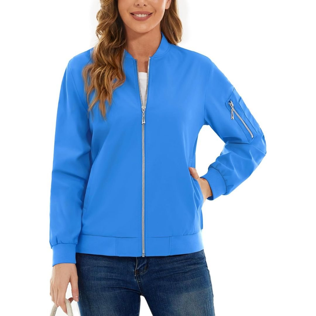 TACVASEN Azure Women's Lightweight Casual Windbreaker Bomber Jackets