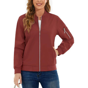 TACVASEN Orange Red Women's Lightweight Casual Windbreaker Bomber Jackets