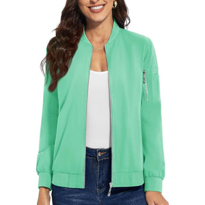TACVASEN Mint Green Women's Lightweight Casual Windbreaker Bomber Jackets