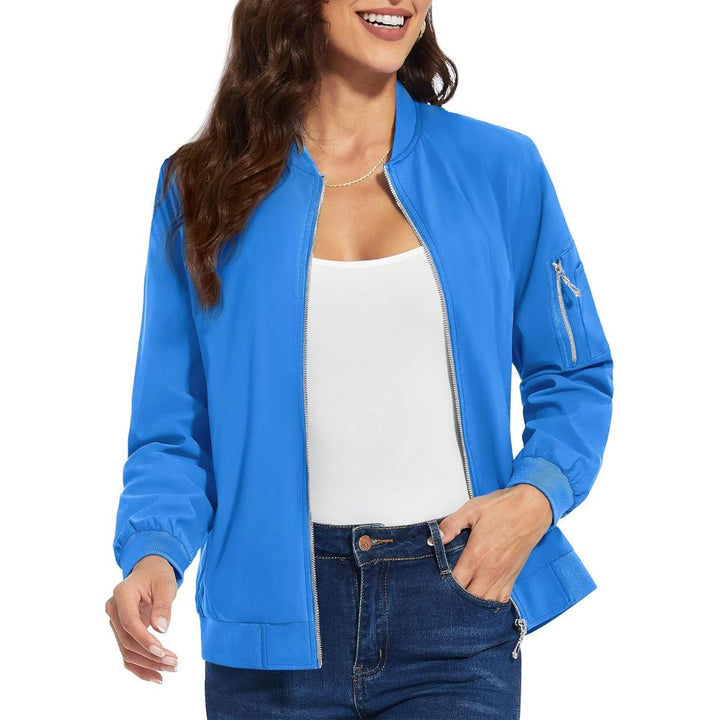 Women's Lightweight Casual Windbreaker Bomber Jackets - Women's Jackets