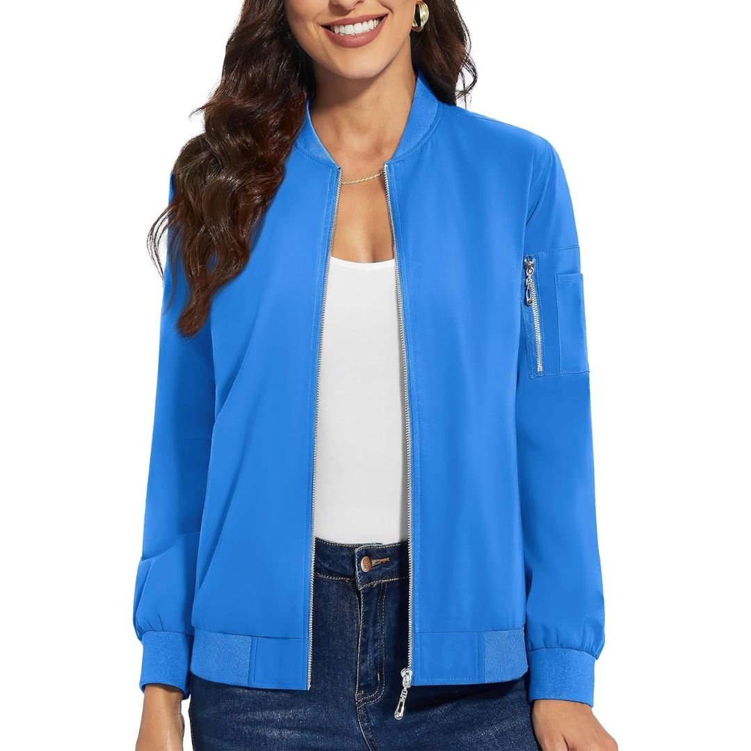 TACVASEN Azure Women's Lightweight Casual Windbreaker Bomber Jackets