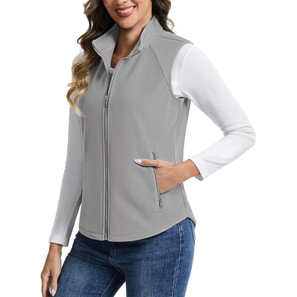 Women's Lightweight Full Zip Outerwear Warm Fleece Vest - AT24W4226
