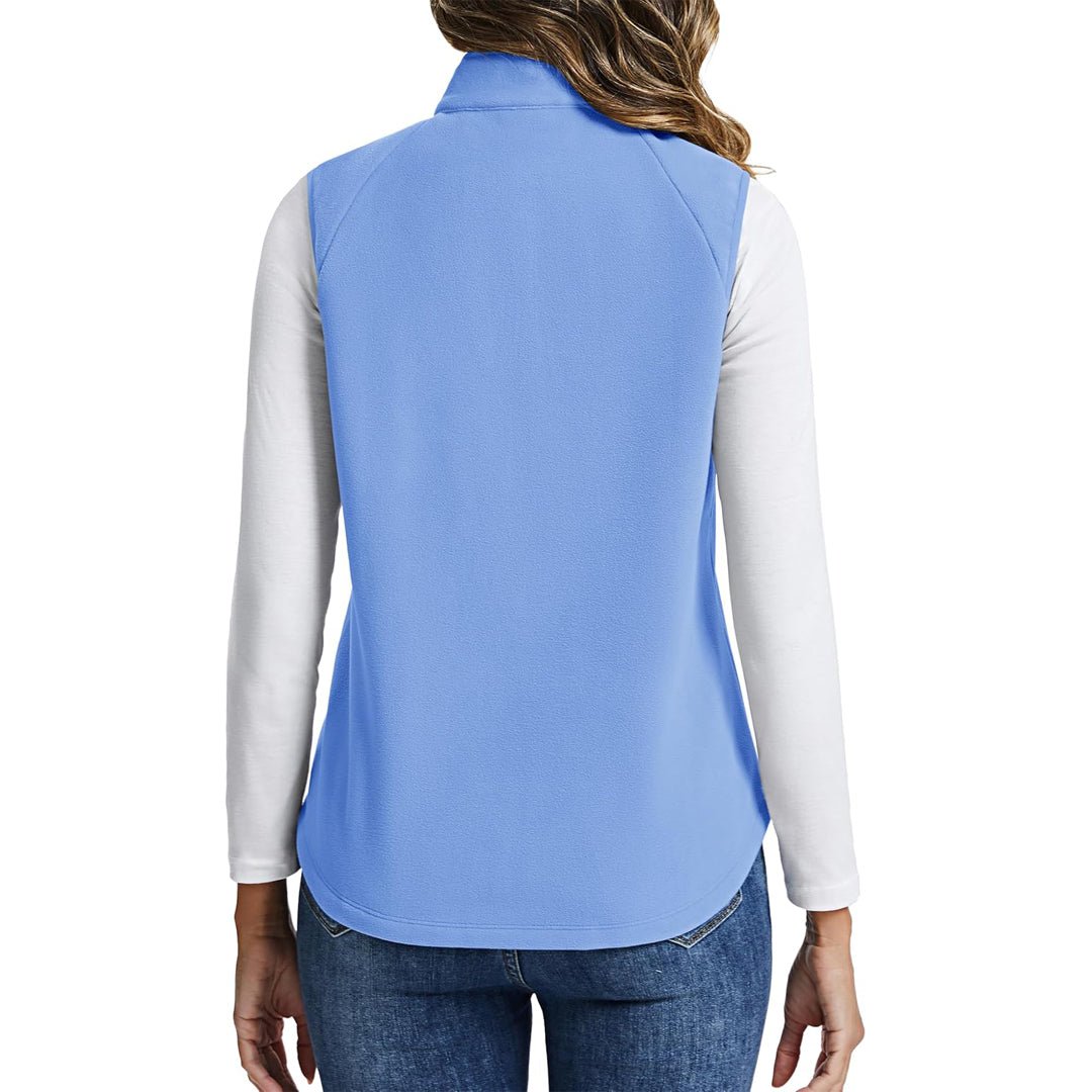TACVASEN Light Blue Women's Lightweight Full Zip Outerwear Warm Fleece Vest