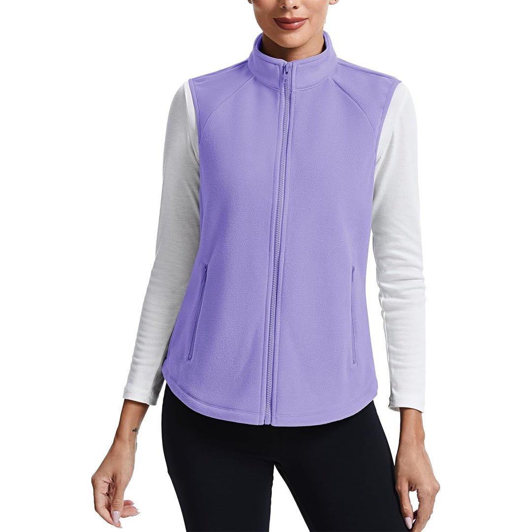 TACVASEN Light Purple Women's Lightweight Full Zip Outerwear Warm Fleece Vest