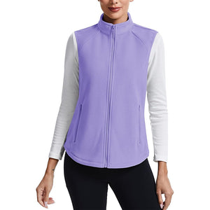 TACVASEN Light Purple Women's Lightweight Full Zip Outerwear Warm Fleece Vest