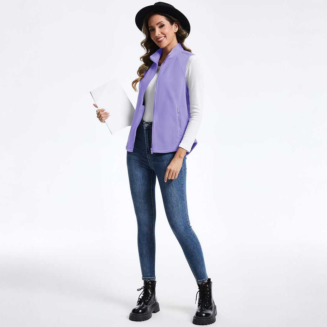 TACVASEN Light Purple Women's Lightweight Full Zip Outerwear Warm Fleece Vest