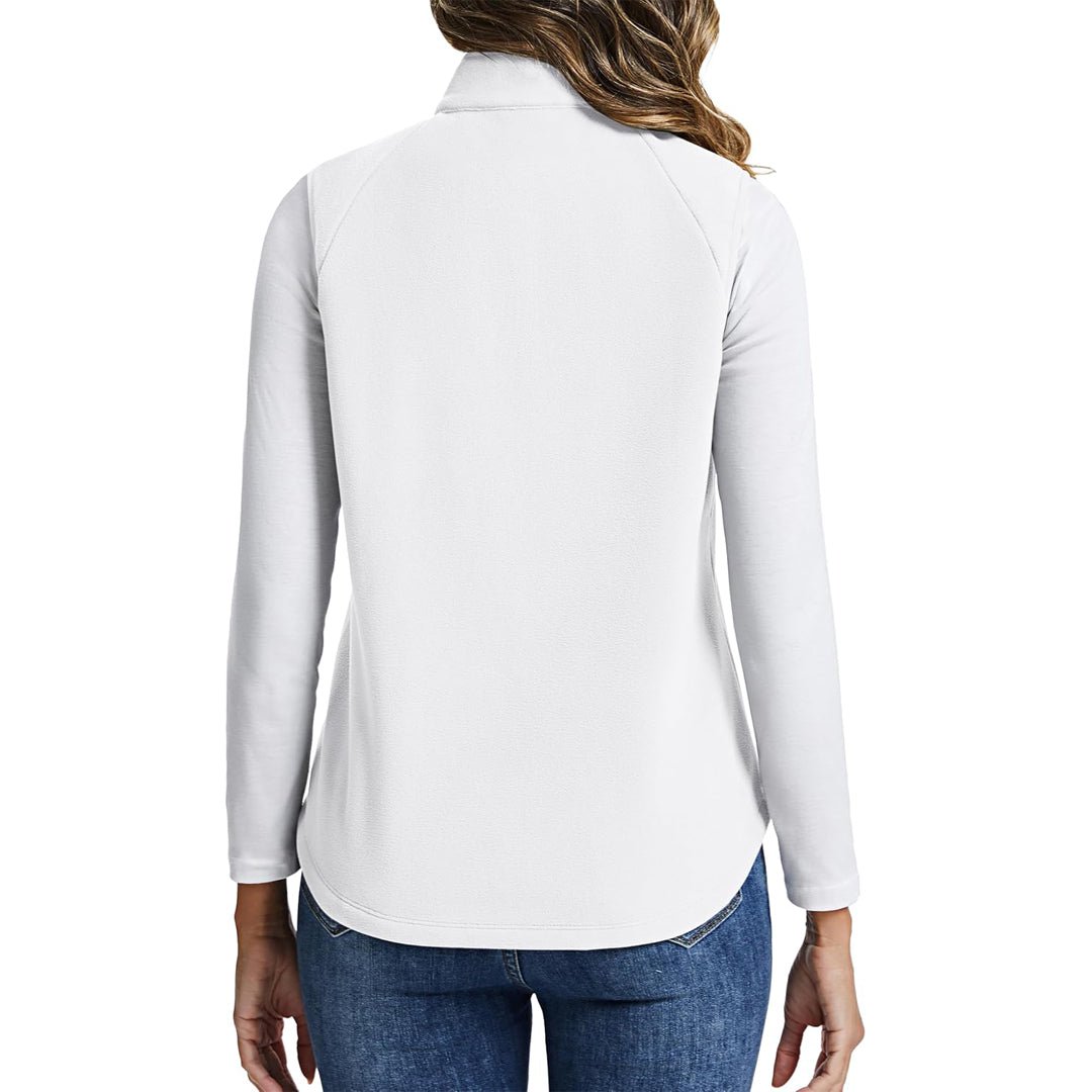 TACVASEN White Women's Lightweight Full Zip Outerwear Warm Fleece Vest