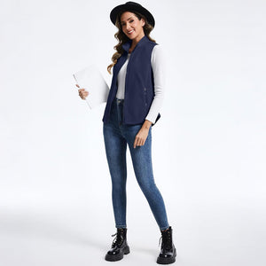 TACVASEN Navy Women's Lightweight Full Zip Outerwear Warm Fleece Vest