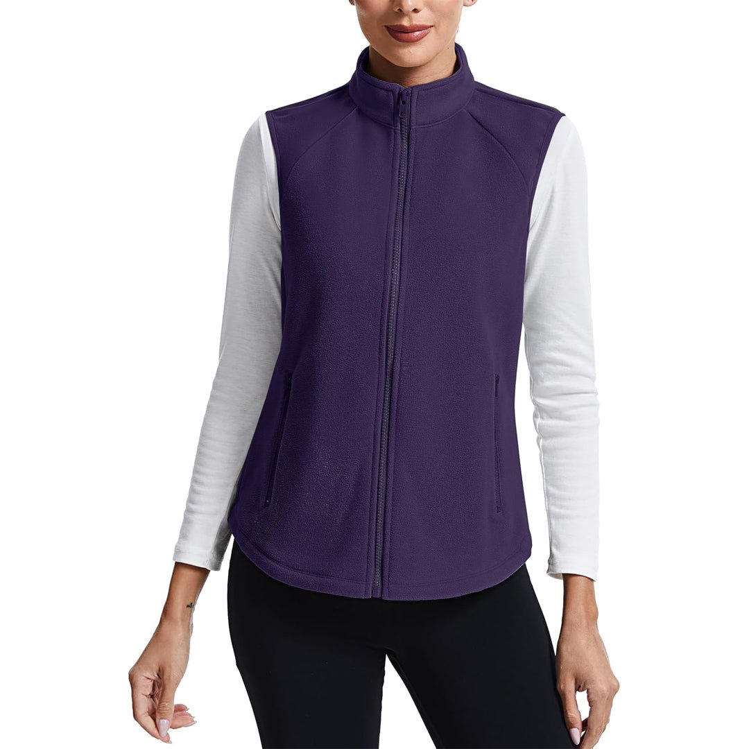 TACVASEN Deep Purple Women's Lightweight Full Zip Outerwear Warm Fleece Vest