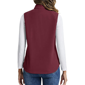 TACVASEN Wine Red Women's Lightweight Full Zip Outerwear Warm Fleece Vest