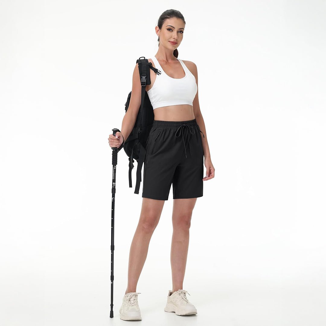 TACVASEN Black Women's Lightweight Hiking Shorts Quick Dry with Pockets