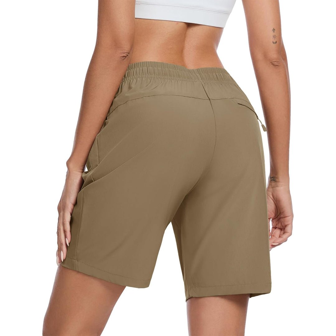 TACVASEN Khaki Women's Lightweight Hiking Shorts Quick Dry with Pockets