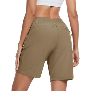 TACVASEN Khaki Women's Lightweight Hiking Shorts Quick Dry with Pockets