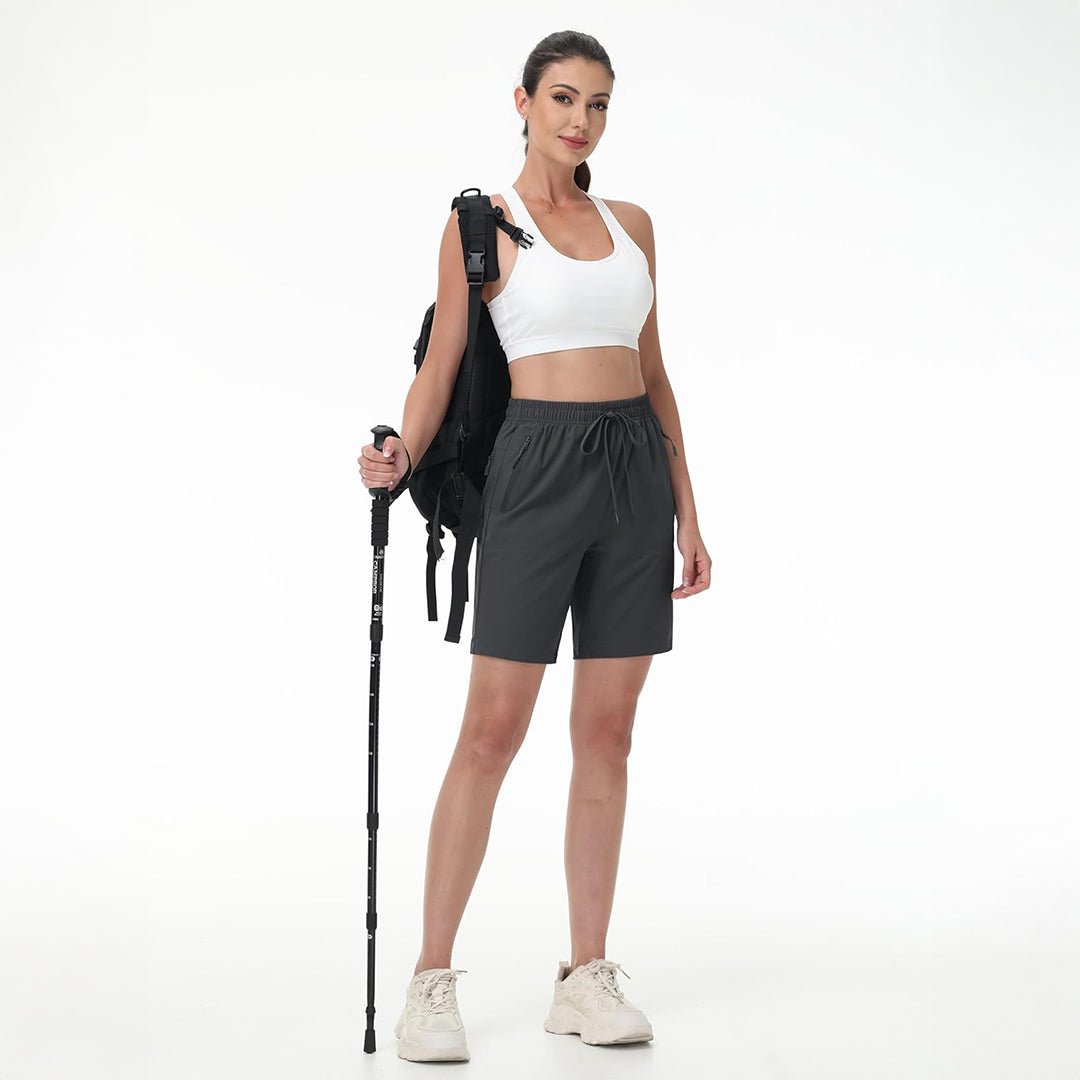 TACVASEN Dark Grey Women's Lightweight Hiking Shorts Quick Dry with Pockets