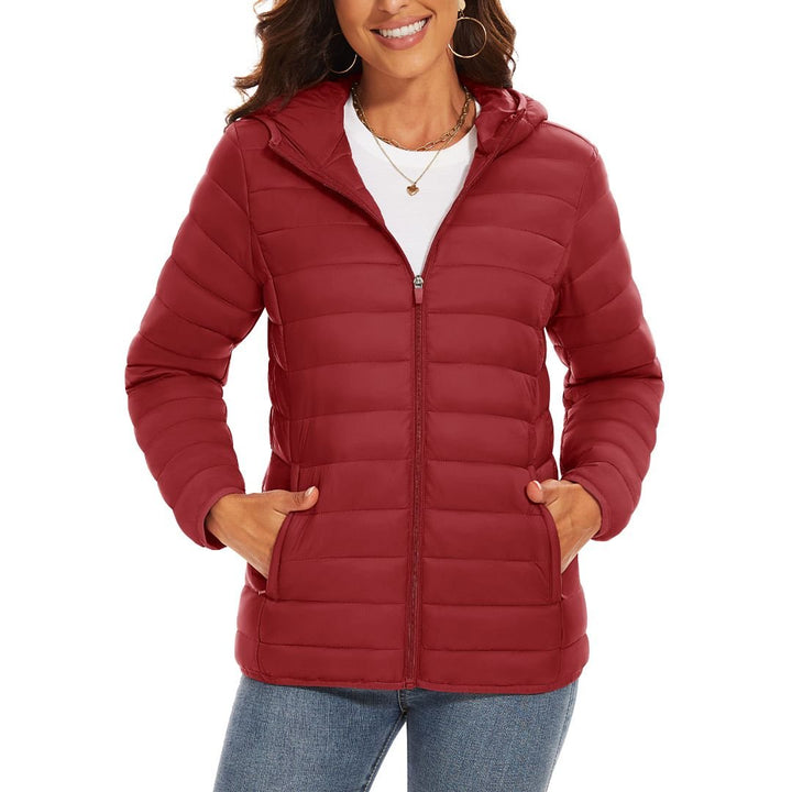 Women's Lightweight Puffer Full - zip Water - Resistant Winter Coat with Hood - Women's Jackets