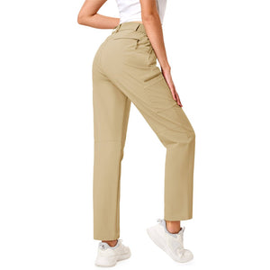 TACVASEN Light Khaki Women's Lightweight Waterproof Hiking Cargo Pants