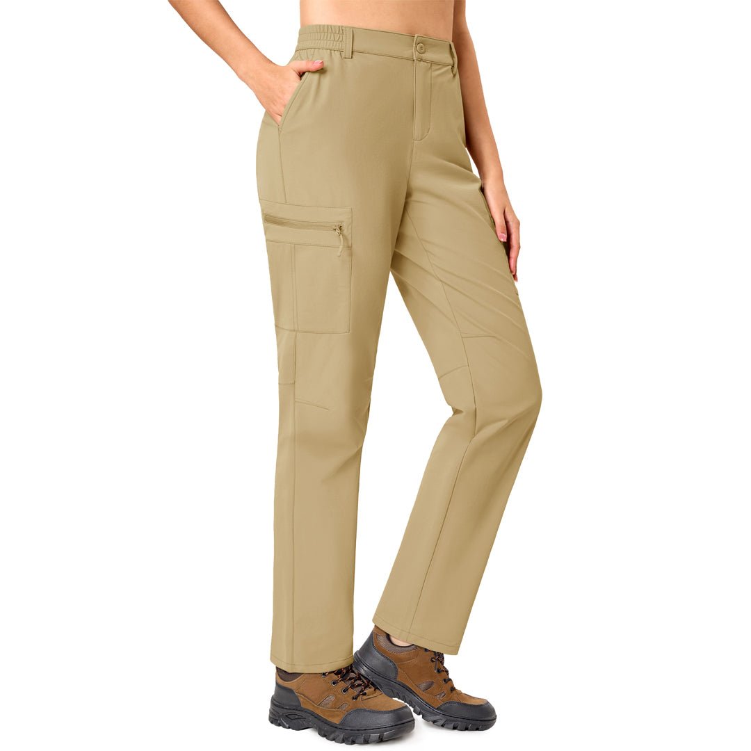 TACVASEN Khaki Women's Lightweight Waterproof Hiking Cargo Pants