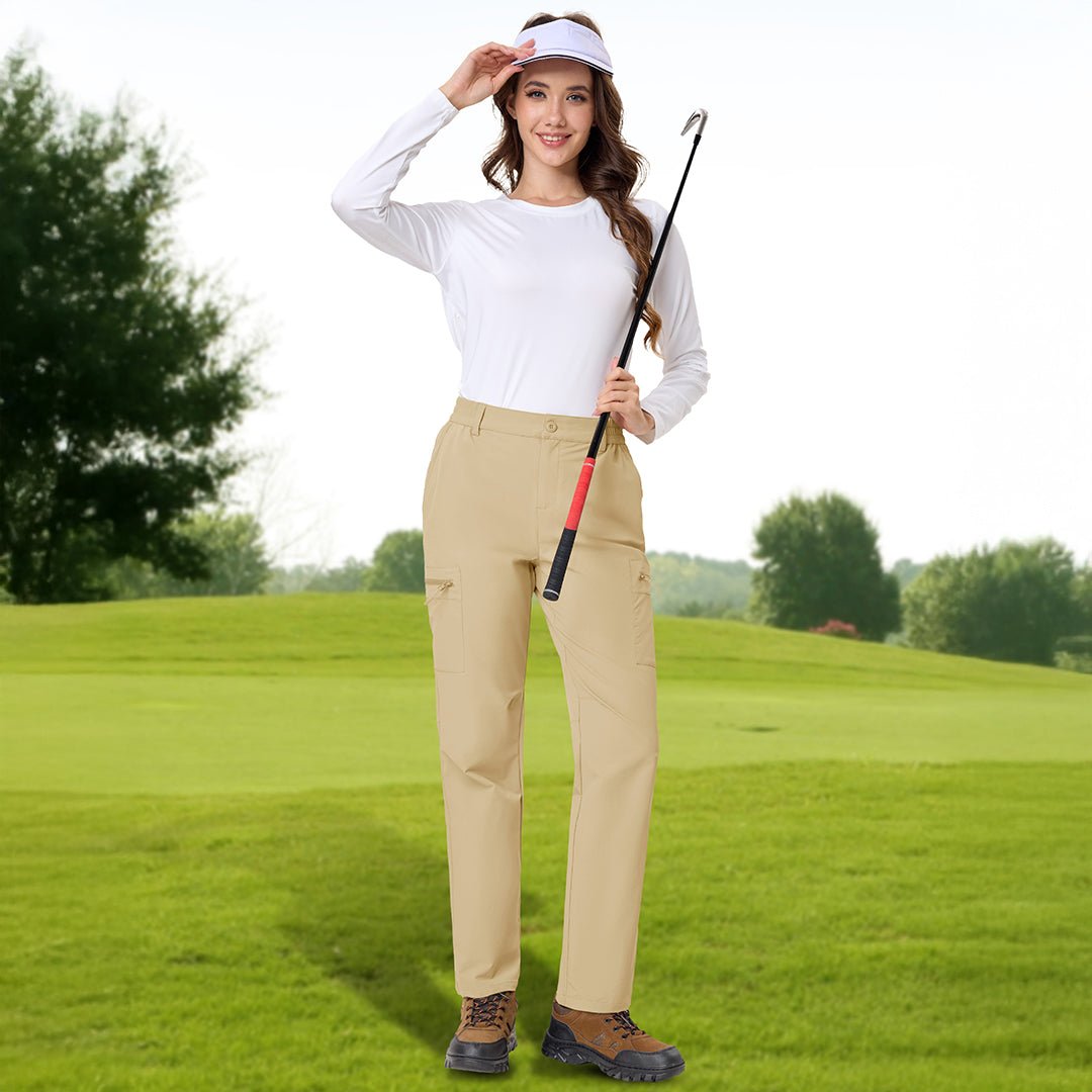 TACVASEN Light Khaki Women's Lightweight Waterproof Hiking Cargo Pants