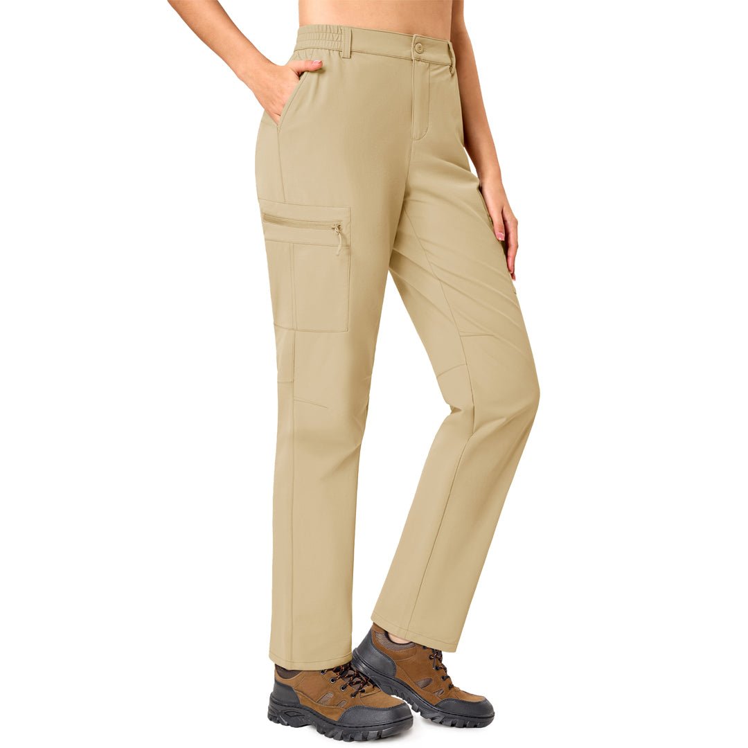TACVASEN Light Khaki Women's Lightweight Waterproof Hiking Cargo Pants