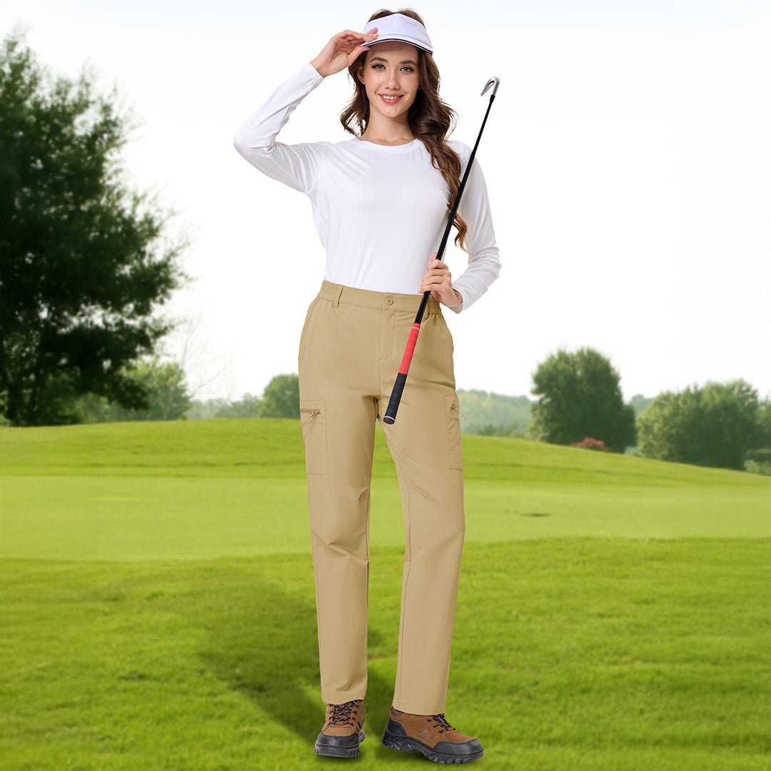 TACVASEN Khaki Women's Lightweight Waterproof Hiking Cargo Pants